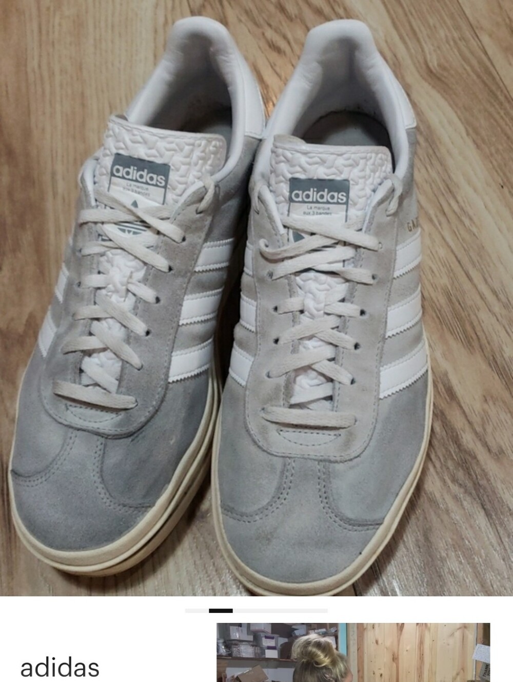 Adidas Gazelle Platform Women 10 Grey Suede Sneakers